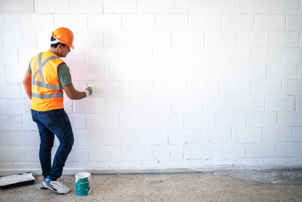 istock Young painter - construction worker painting a wall indoors 1436257970