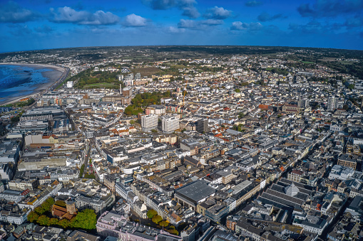 Aerial View of St. Helier, Jersey during early Autumn