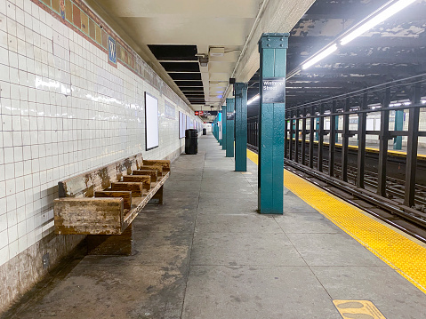 Empty subway train in New York City.