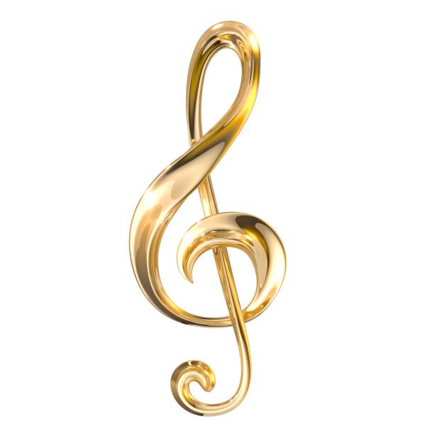 clave de sol dourado - musical note treble clef music three dimensional shape - fotografias e filmes do acervo