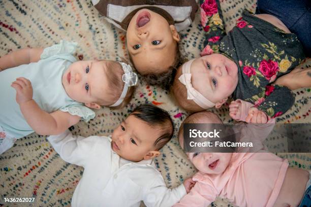 Aerial View Of Daycare Children Stock Photo - Download Image Now - Baby - Human Age, Multiracial Group, Child Care