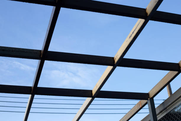istock Steel roof structure. Build a room addition 1436264193