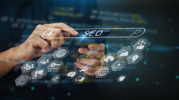 istock Person working with search engine optimization : SEO with social media content and advertisement from website. 1436264433