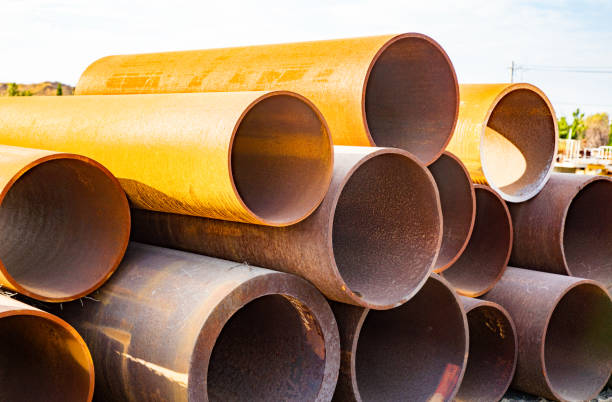 istock Close up of rusting steel pipes 1436276812