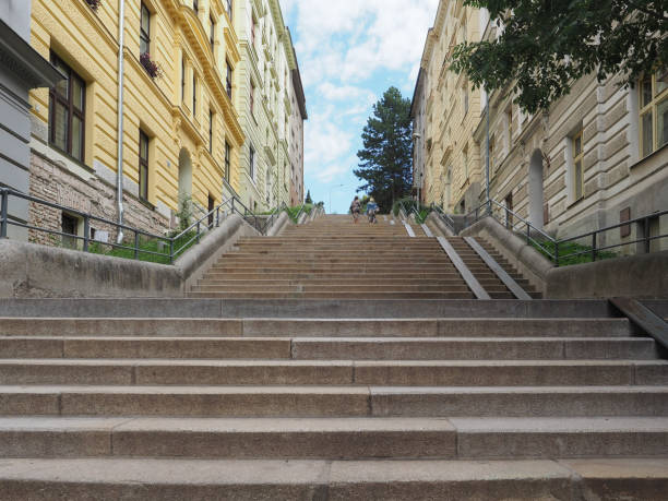 Brno, Czech Republic - Circa September 2022: Steps of Schodova street