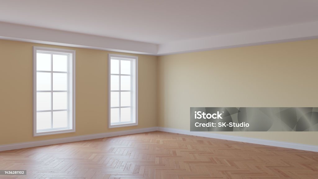 Beige Roop Ceiling Beige Interior Beautiful Room With A White Ceiling And Cornice Stock ...