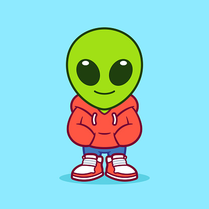 Cute Cool Alien Standing Illustration