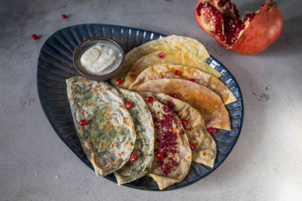 istock Kashmiri naan Food, kashmiri naan indian breakfast in a group. Includes Chicken Curry, 1436299043