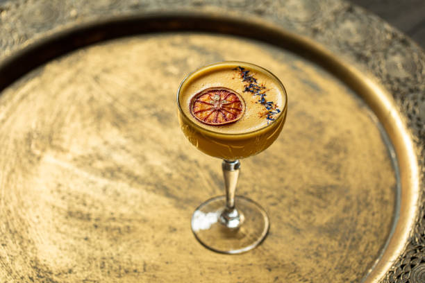 istock Porn star martini Cocktail, cocktail on a table with passionfruit passion fruit 1436300448