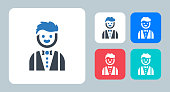 Waiter icon - vector illustration . Waiter, Restaurant, Service, Serving, food, Avatar, Steward, Man, Staff, Bartender, Hospitality, Male, Occupation, sign, symbol, flat, icons .