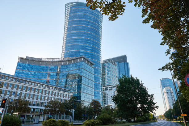istock Downtown central district in warsaw, Office buildings at summer day 1436309537