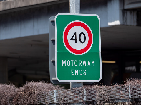 Motorway ends warning sign