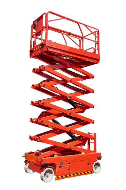 Construction scissor lift isolated white