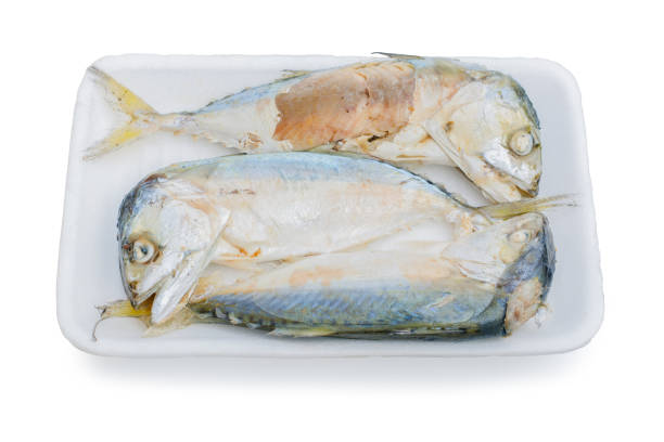 istock Steamed Mackerel in foam on white background with clipping path , Thai tradition food. 1436314468