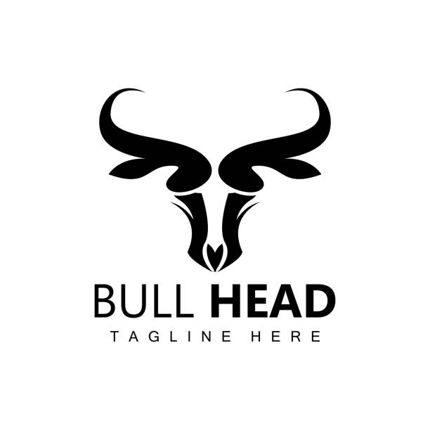 bull head logo, farm animal vector, livestock illustration, company brand icon - teksas illüstrasyonlar stock illustrations