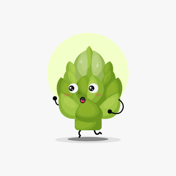 illustrations, cliparts, dessins animés et icônes de mignon artichaut personnage de légume faisant de l’exercice de jogging - cartoon food running turnip