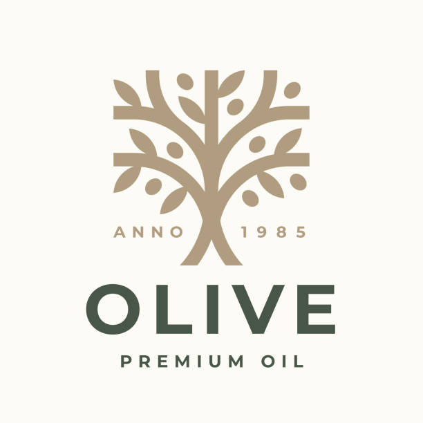 olivenbaum icon design - olive tree illustrations stock-grafiken, -clipart, -cartoons und -symbole