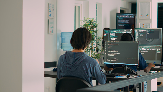 343 Programers Multiethnic Group Of Programers Working On Server Code To Develop New ...