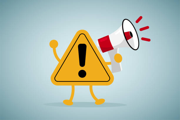 Important announcement, attention or warning information Important announcement, attention or warning information, breaking news or urgent message communication, alert and beware concept, warning sign announce on megaphone with attention exclamation sign Important stock illustrations