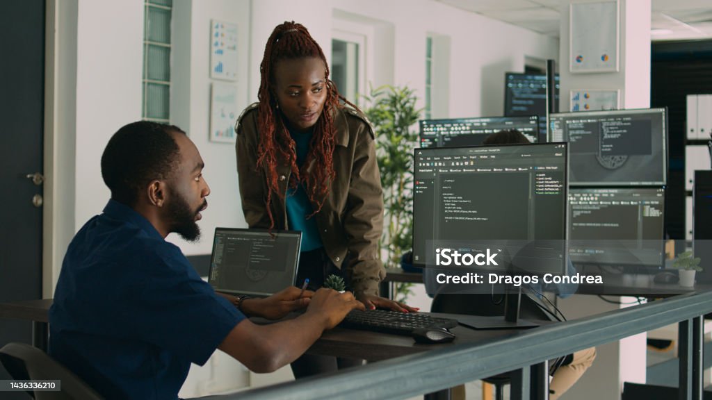 Software Engineers Brainstorming Ideas To Develop It Code On Computer ...