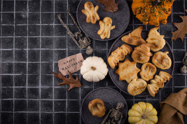 istock Halloween muffins in shape of bat and ghost 1436339066