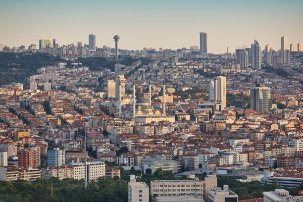 istock Ankara skyline at sunset. Turkish capital cityscape. Turkey 1436339845