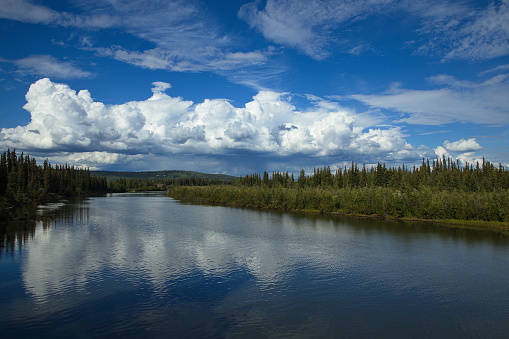 Beautiful clouds over Chena River at Fairbanks,Alaska,United States,North America