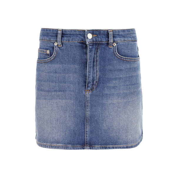 istock Women's short blue denim skirt 1436346324