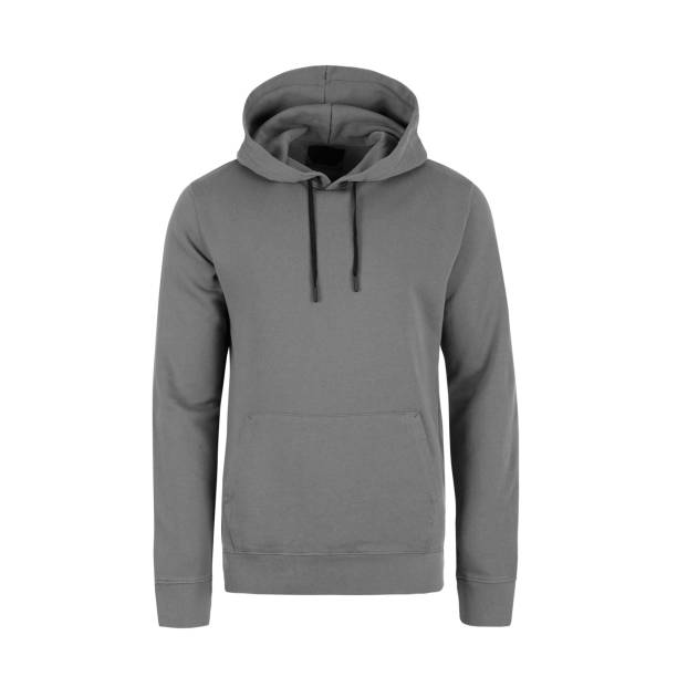istock Grey men's sweatshirt with a hood 1436346434