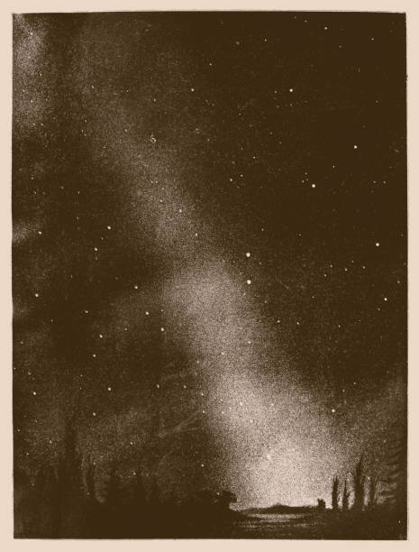 ilustrações, clipart, desenhos animados e ícones de luz do zodiacal - um cone de luz misteriosa no ponto do nascer ou pôr do sol no horizonte, antes do amanhecer ou depois do crepúsculo terminar. a luz solar espalhada pela poeira interplanetária causa esse fenômeno - interplanetary