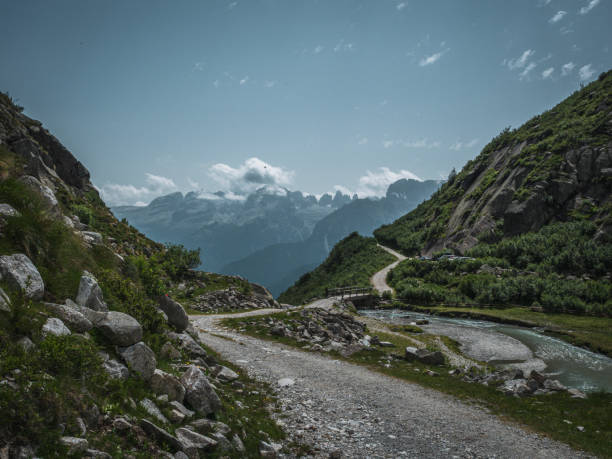 istock Mountain landscape with river and road 1436350869