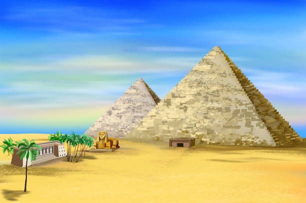 istock Great pyramids of Giza in Egypt illustration 1436351677
