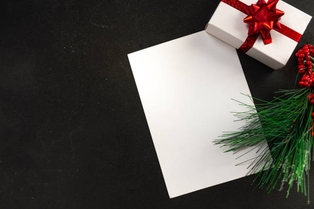 istock Letter to Santa and Christmas decorations on a dark background 1436353022
