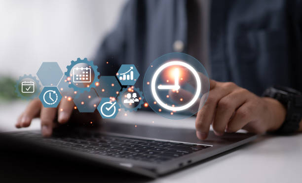 istock Time management, business technology, internet concept, and project efficiency strategy objectives 1436353614