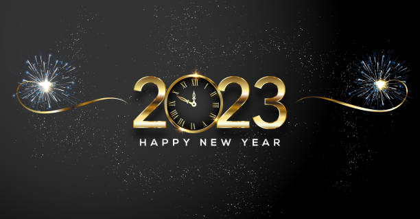 2023 Happy New Year Greeting Card Background vector art illustration