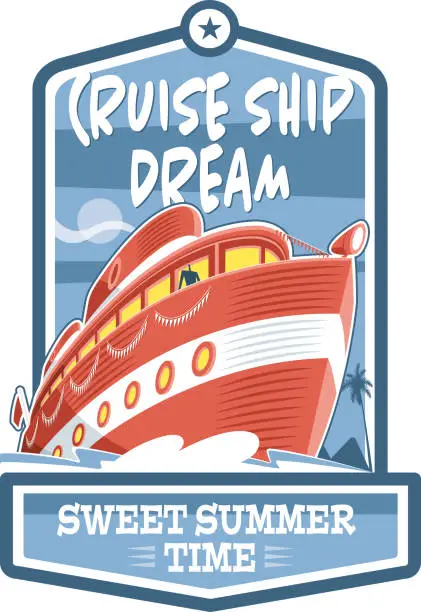 Vector illustration of CRUISE SHIP T-SHIRT DESIGN