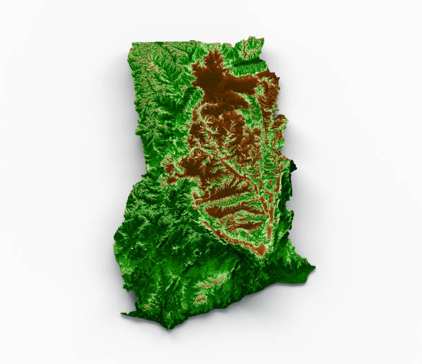 istock Ghana Topographic Map 3d realistic map Color 3d illustration 1436361898