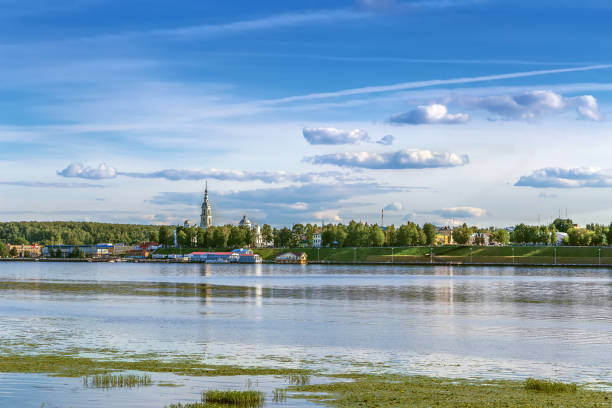 View of Kineshma from Volga, river, Russia