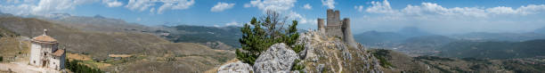 istock Extra wide angle Panoramic view from Rocca Calascio on Campo Imperatore and the Gran Sasso massif 1436367659
