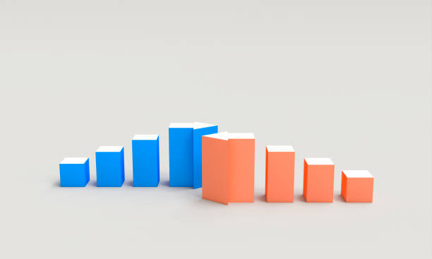 istock blue and red blocks and arrows. 1436369164