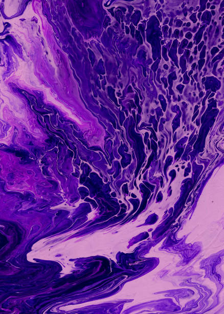 istock Psychedelic abstract acrylic seamless pattern in Fluid Art style in trendy very peri tones. 1436369197