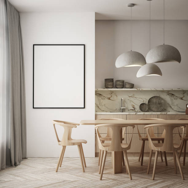 istock mock up poster frame in modern interior background, living room, Contemporary style, 3D render, 3D illustration 1436378881