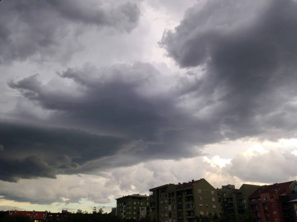 istock stormy grey clouds over the city 1436383492