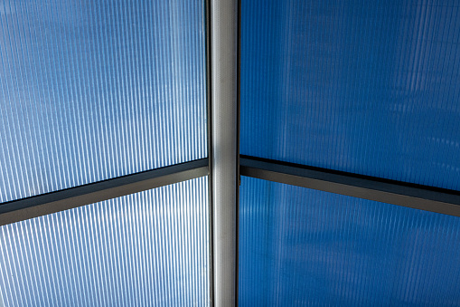 Blue glass awning windows