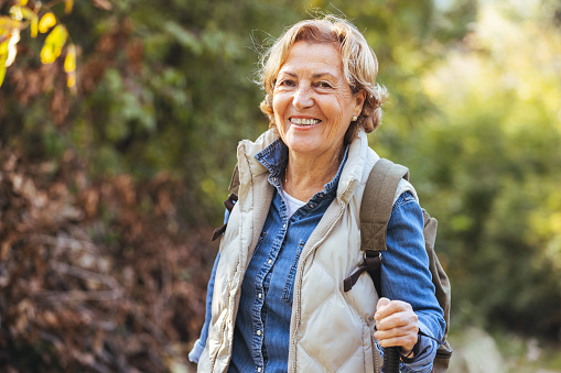 Senior woman enjoying her hiking trip