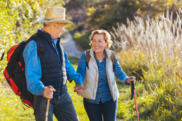istock Senior couple hiking 1436392372