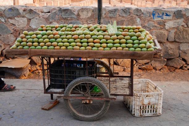 istock Market stand with fresh ripe prickly pears in Marrakech, Morocco. 1436393766