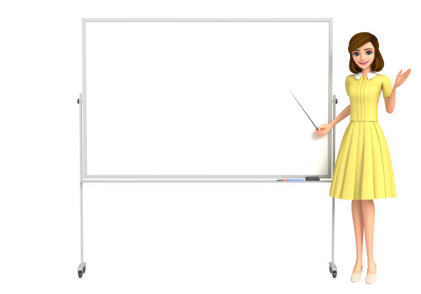 A woman who illustrates by a white board
