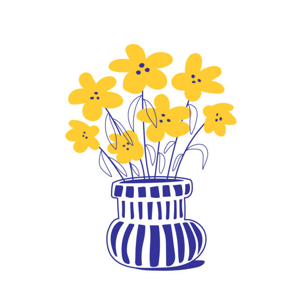 home konzept blumen in vase - blumenvase stock-grafiken, -clipart, -cartoons und -symbole