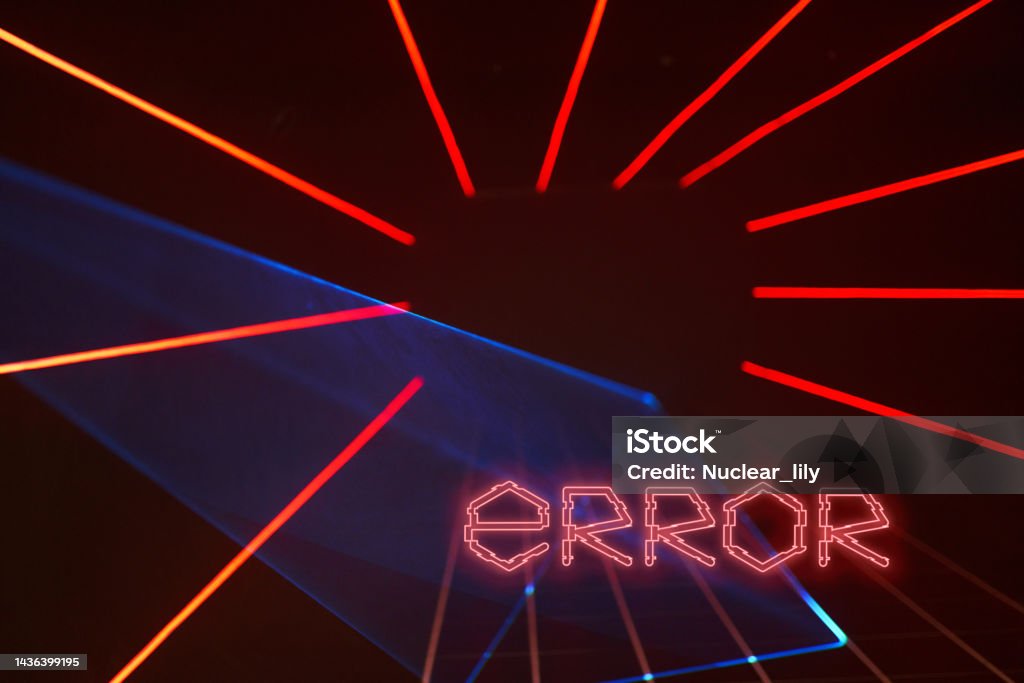 Dark Background With Red Laser Beams And Text Error Stock Photo ...